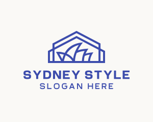 Blue Sydney Opera House Monoline logo design