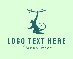 Zoo - Hanging Jungle Monkey logo design