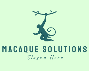 Macaque - Hanging Jungle Monkey logo design