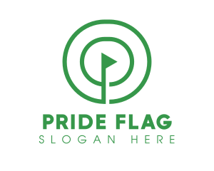 Flag - Flag Pole Circle logo design