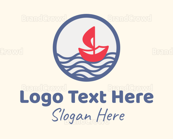 Sailing Boat Waves Logo