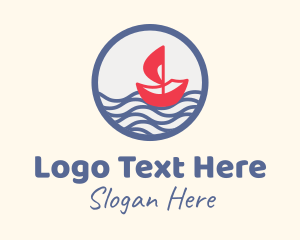 Ship - Sailing Boat Waves logo design