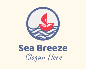 Sailing Boat Waves  logo design