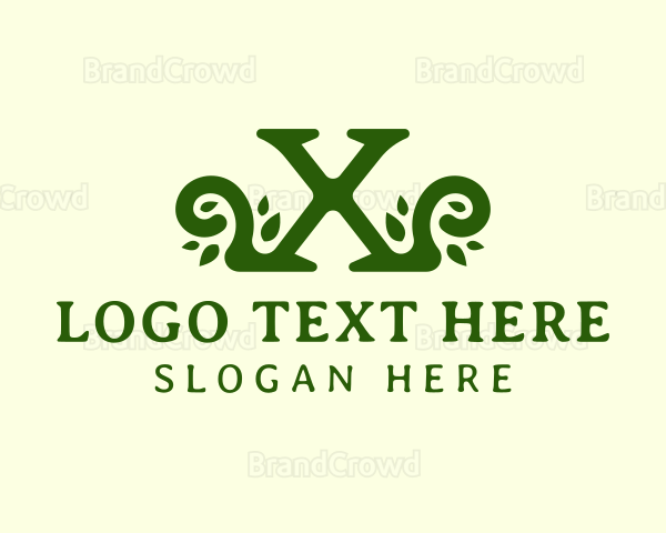 Garden Vines Letter X Logo