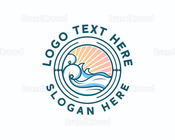 Waves Ocean Surfing Logo