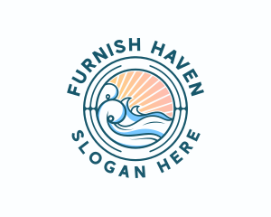 Waves Ocean Surfing Logo