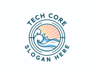 Waves Ocean Surfing Logo