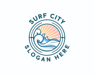 Waves Ocean Surfing logo design