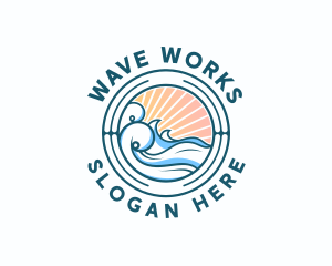 Waves Ocean Surfing logo design