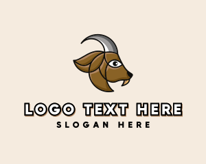 Horns - Wildlife Goat Head logo design