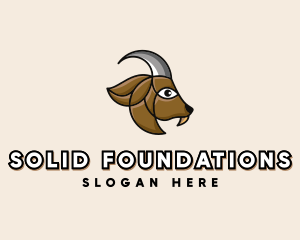 Horns - Wildlife Goat Head logo design