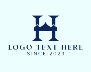 Blue - Royal Crown Letter H logo design