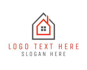 Property Services - Grey Red Frame House logo design