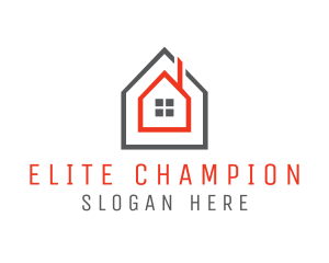 Rent - Grey Red Frame House logo design