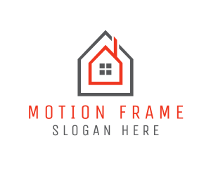 Grey Red Frame House logo design