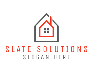 Grey Red Frame House logo design