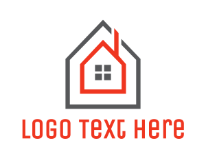 Rent - Grey Red Frame House logo design