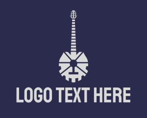 Rock Band - Gray Cog Guitar logo design