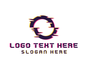 Glowing - Tech Glitch Letter O logo design