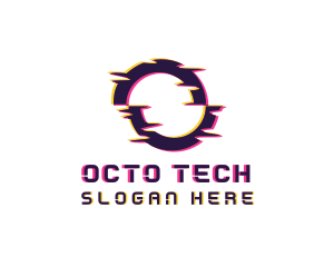 Tech Glitch Letter O logo design