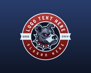 Badge - Angry Pitbull Canine logo design