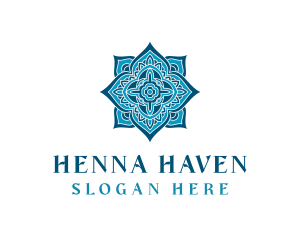 Henna - Blue Flower Mandala logo design