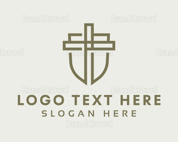 Shield Cross Preacher Logo