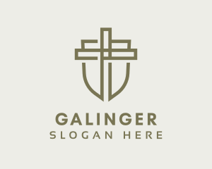 Pastoral - Shield Cross Preacher logo design