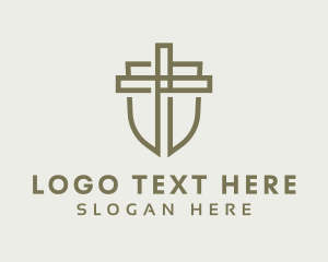 Religion - Shield Cross Preacher logo design