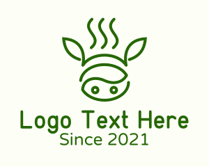 Green - Minimalist Organic Cow logo design