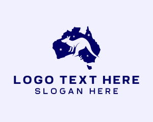 Kangaroo - Australian Kangaroo Map logo design