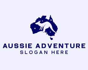 Aussie - Australian Kangaroo Map logo design