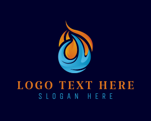 Fluid - Fire & Water  Air Conditioning logo design