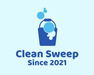 Mopping - Bucket Bubble Suds logo design