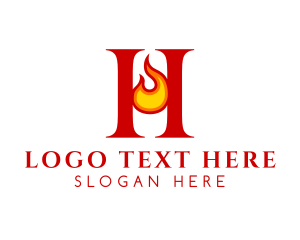 Red Fire - Hot Letter H logo design