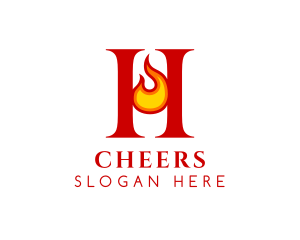 Torch - Hot Letter H logo design