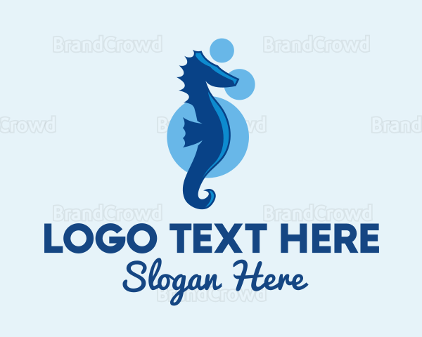 Marine Blue Seahorse Logo