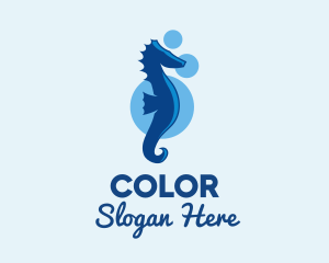 Marine Blue Seahorse Logo