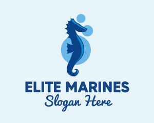 Marine Blue Seahorse logo design