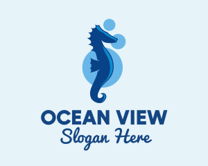 Marine Blue Seahorse logo design