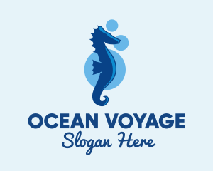 Marine Blue Seahorse logo design