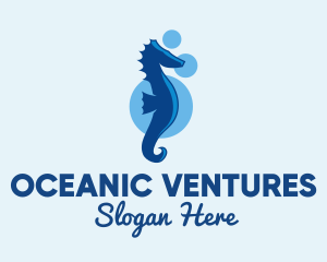 Marine Blue Seahorse logo design