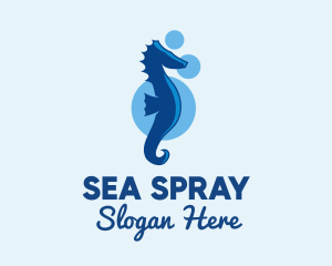 Marine Blue Seahorse logo design