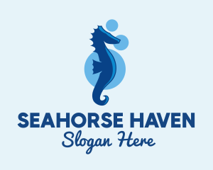 Marine Blue Seahorse logo design