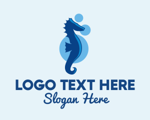 Sea Creature - Marine Blue Seahorse logo design