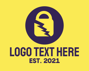Password - Electric Secure Padlock logo design