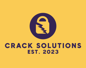 Crack - Electric Secure Padlock logo design