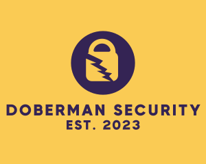 Electric Secure Padlock logo design