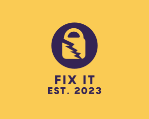 Broken - Electric Secure Padlock logo design