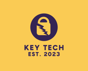 Electric Secure Padlock logo design